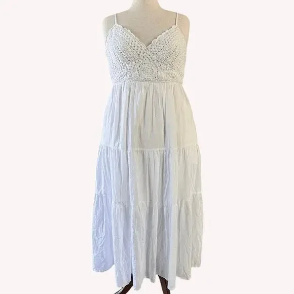 NWT Chelsea•28 Boho Maxi Sundress w/ Crocheted Bodice, Wm's Lg - Picture 2 of 10